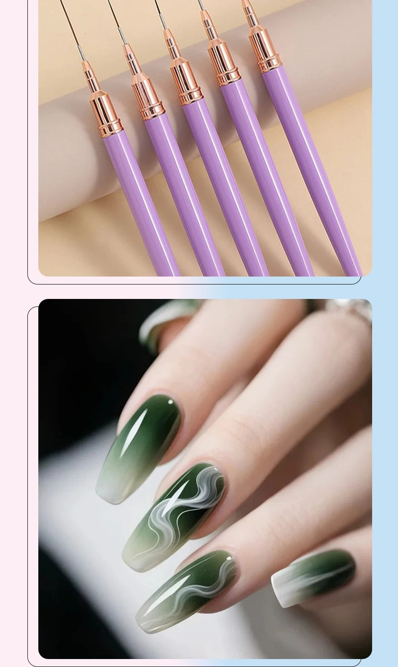 Strumento professionale Nail Art Liner Brush Set 5pcs