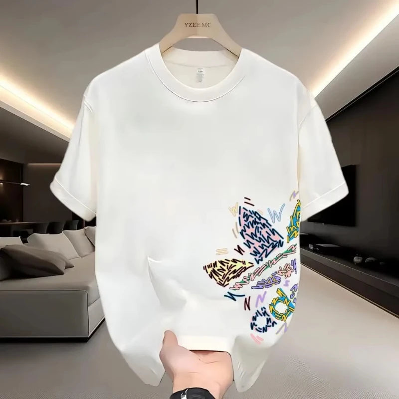 T-shirt in cotone a maniche corte stampata casual da uomo e da donna Moda ampia