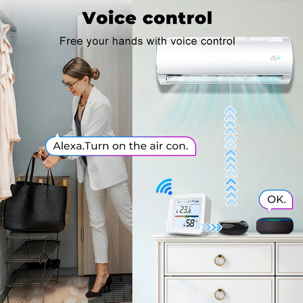 Tuya Smart WiFi Bluetooth Temperatura Umidità Sensore Wireless Home Retroilluminazione Termometro Igrometro APP Rilevatore di controllo remoto