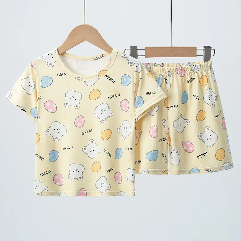 2 pezzi estivi per bambini comodi e carini pantaloncini  Set casual per la casa e l’esterno