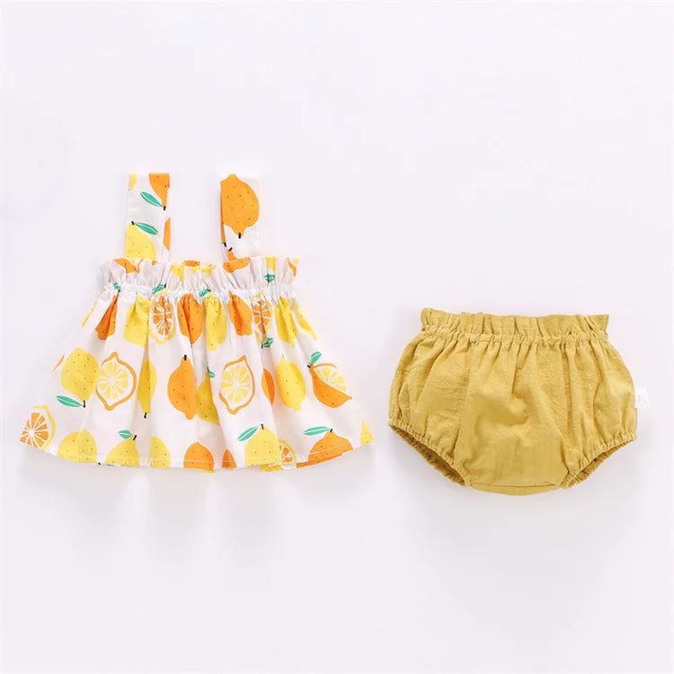 Mini abito sottile e pantaloncini in 2 pezzi per neonati 6-24M