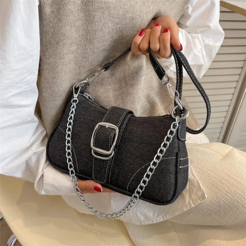 Borsa a tracolla in denim casual da donna