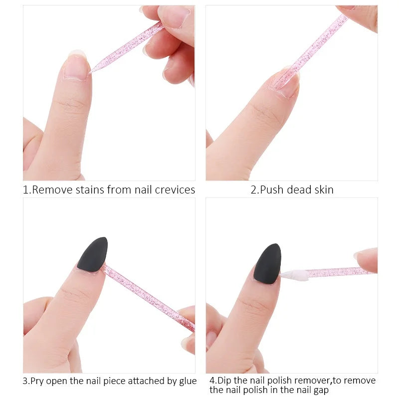 100 pezzi Nail Art Cuticle Pusher Riutilizzabile a doppia estremità Strumento professionale per la rimozione delle cuticole