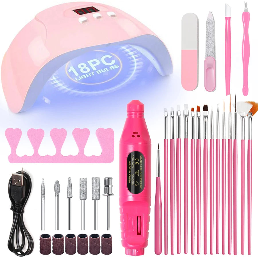 YIKOOLIN UV LED Lampada Set di strumenti professionali per unghie con 20000RPM