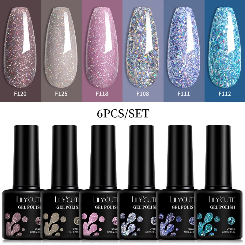 LILYCUTE 6 pezzi/set 7ML Gel Smalto per unghie semitrasparente 30 varianti di colore