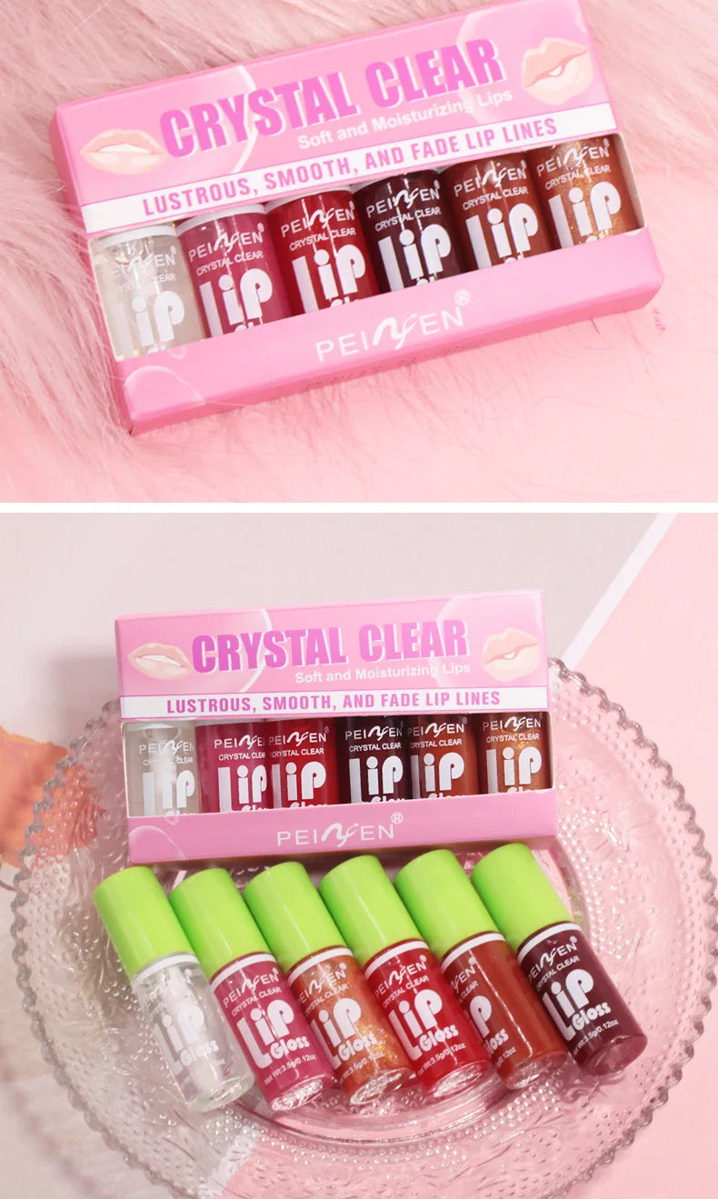 6 pezzi Glass Lip Gloss Set Idratante