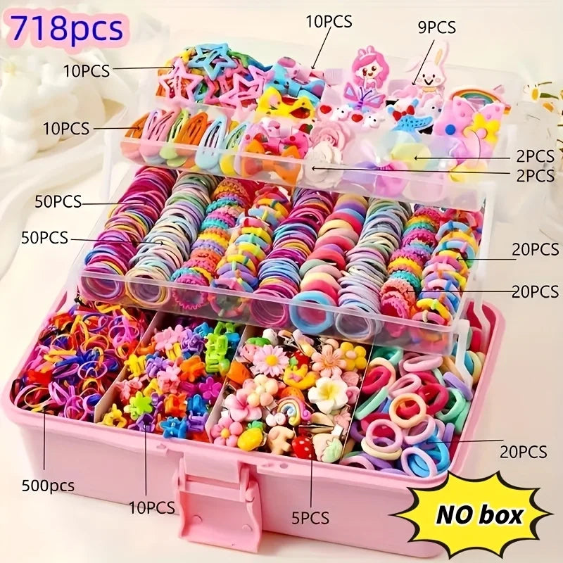 Set da 718 pezzi accessori per capelli per bambine