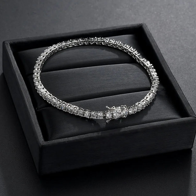 Real 100% Silver 925 2-3mm Tennis Braccialetto Unisex in due modelli Con Moissanite o in Zirconi