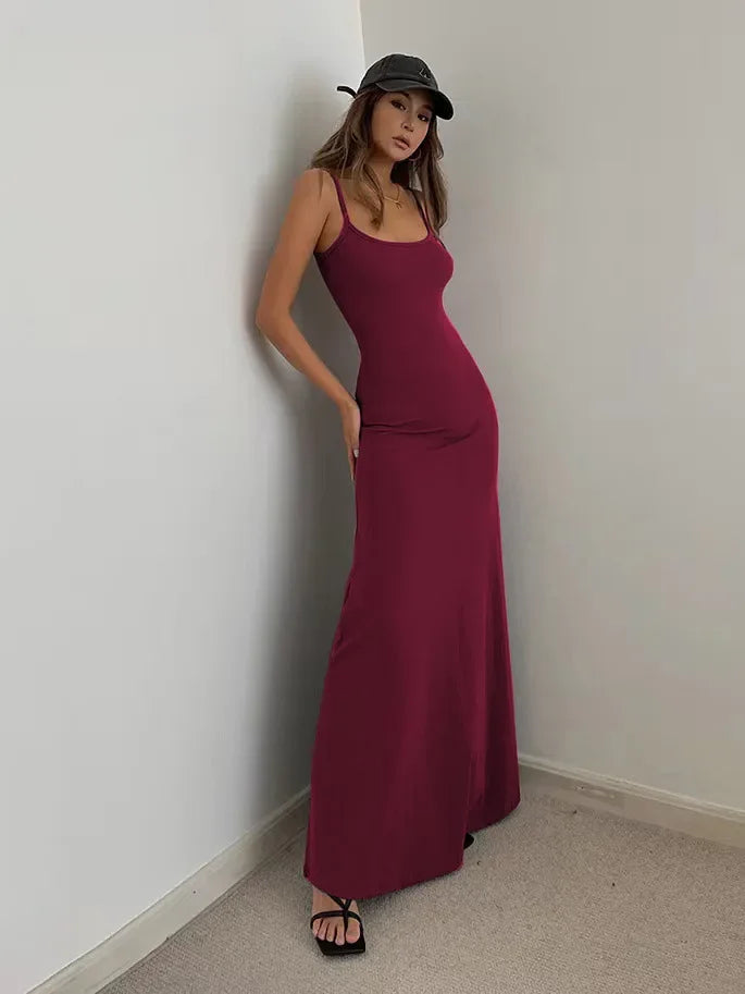 Abito Donna Lungo Senza Schiena Sottile Vita Sexy Dolce E Piccante