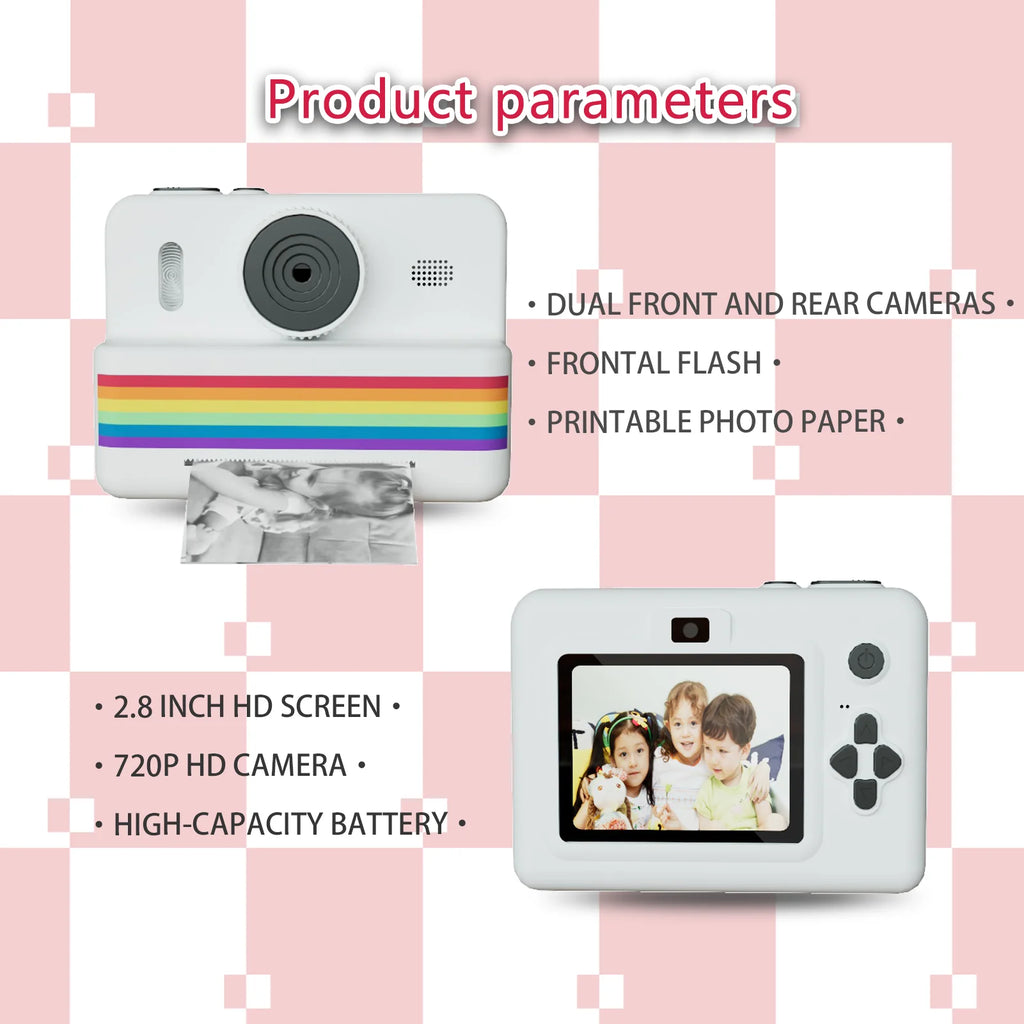 Fotocamera istantanea con scheda di memoria da 32 GB e matita colorata, doppia fotocamera, torcia, il regalo perfetto per ragazzi e ragazze.