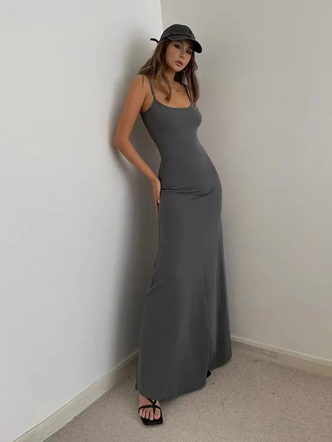 Abito Donna Lungo Senza Schiena Sottile Vita Sexy Dolce E Piccante