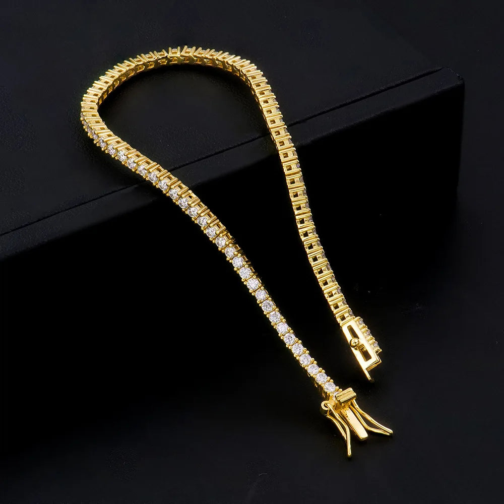 Real 100% Silver 925 2-3mm Tennis Braccialetto Unisex in due modelli Con Moissanite o in Zirconi
