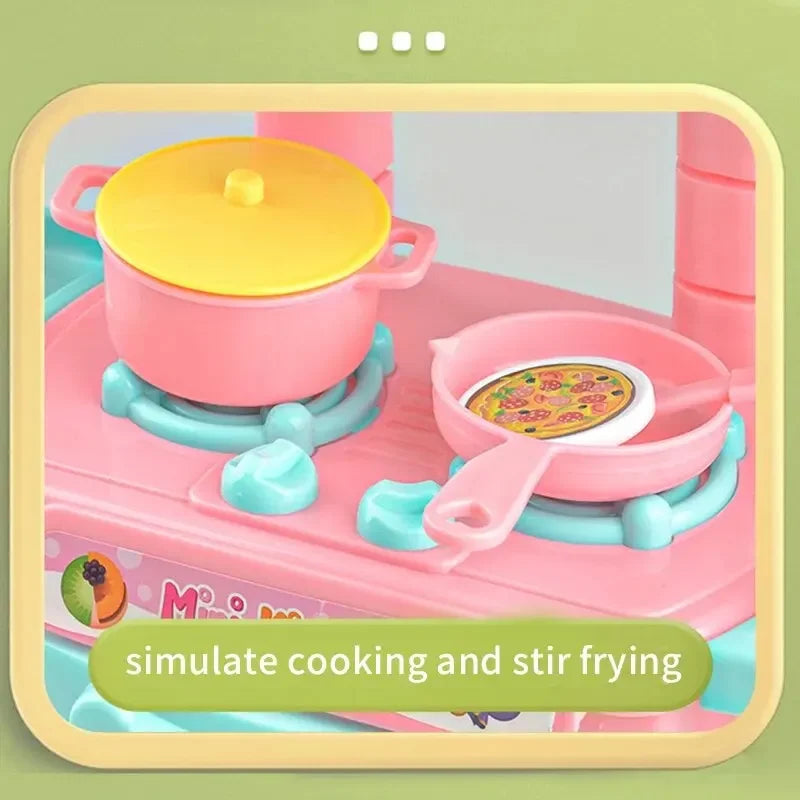 Mini tavolo da cucina Play Set compreso di stoviglie, mestoli, pentole e tanto altro
