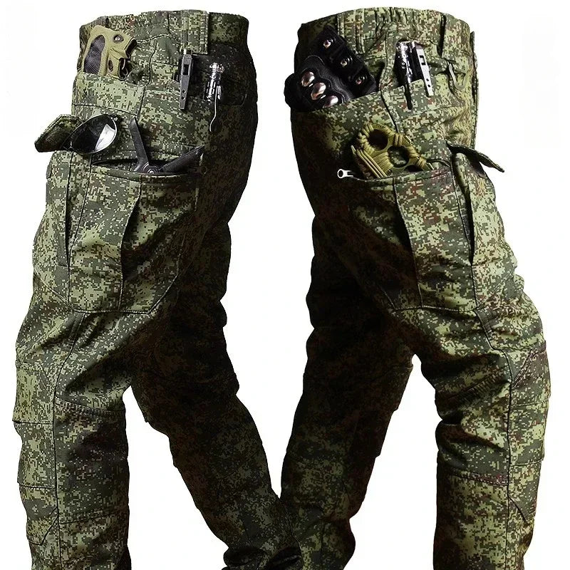 Giacca con cappuccio multi-tasche + Pantaloni in pile da Caccia Impermeabile