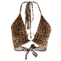 Top corto con stampa leopardata Fasciatura senza schienale