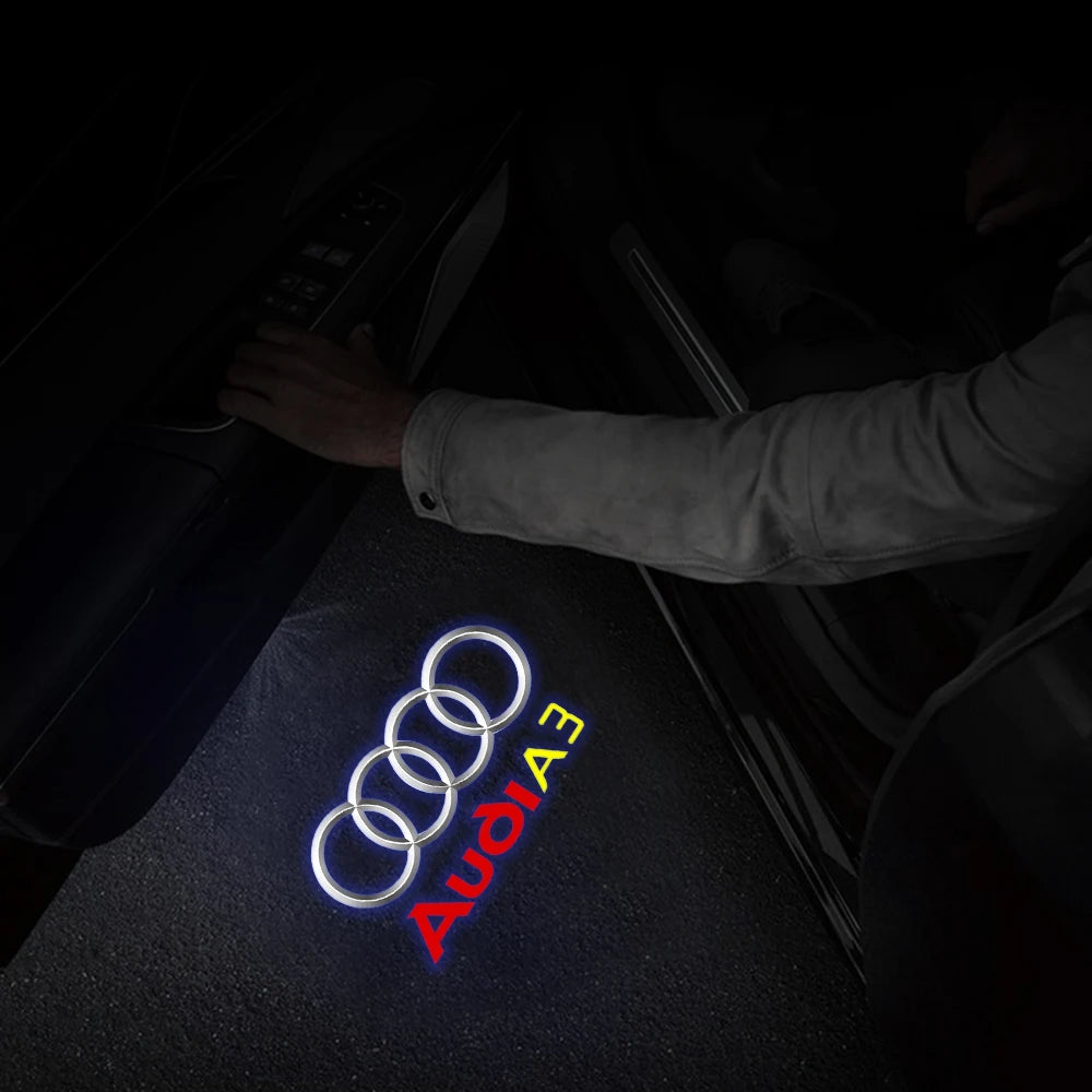 Per Audi Sline S3 S4 S5 S6 S7 RS Q7 Q5 Q3 A4 B8 8P A3 A6 C7 A5 A6L Quattro Auto Logo Porta LED Lampada di benvenuto Laser Proiettore Luce