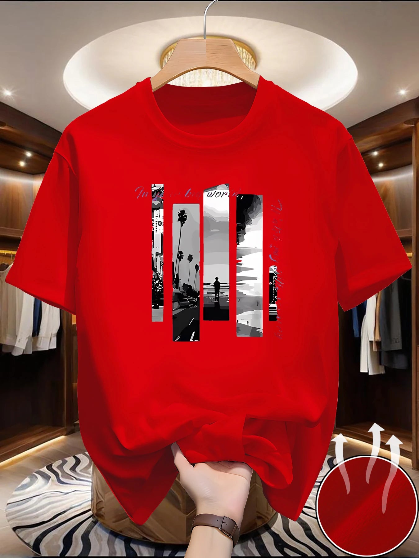 T-shirt estiva da uomo - Comoda, sportiva, ampia, alla moda con stampa scenica