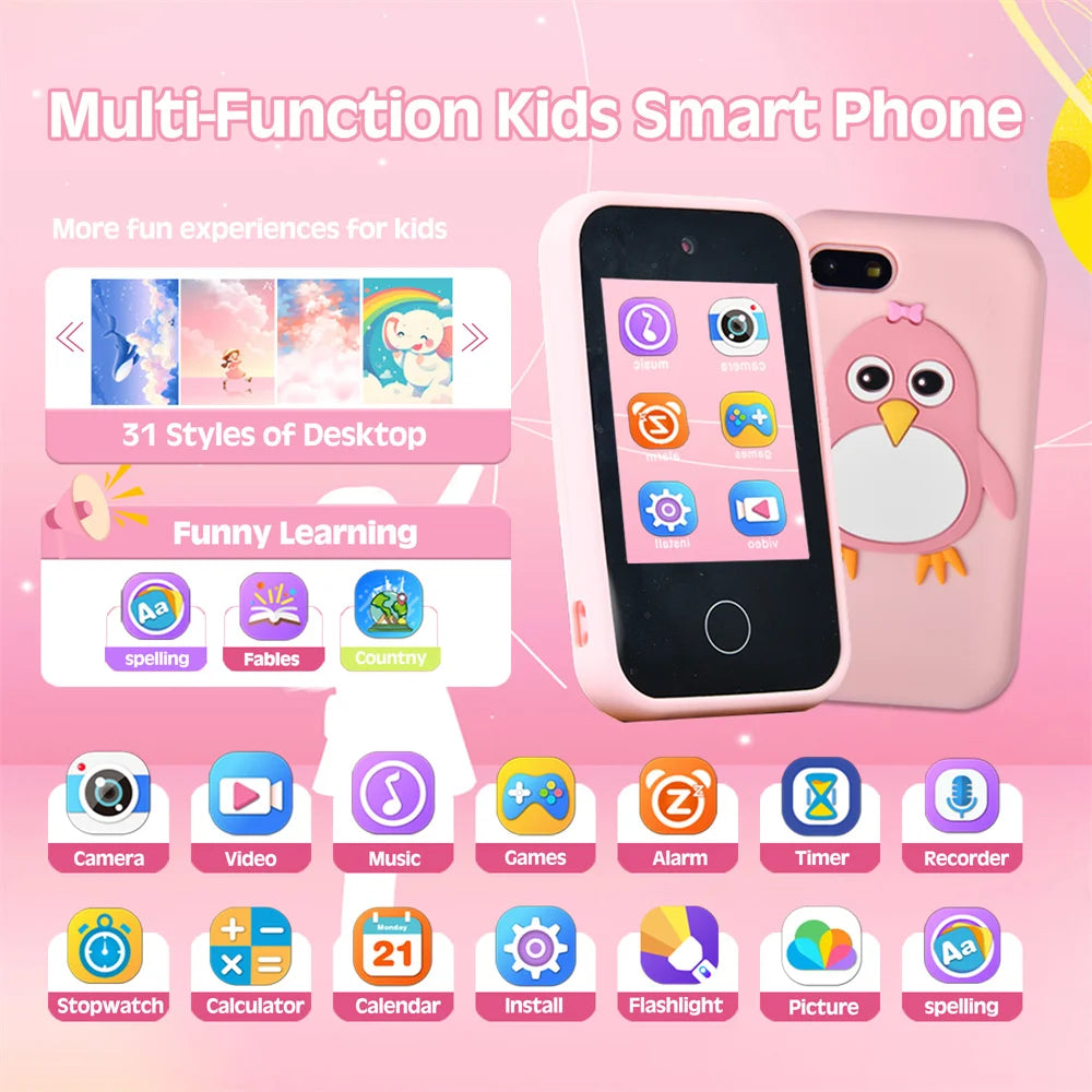 SmartPhone Fotocamera + Giochi Touch Screen+Lettore MP3 per bambini
