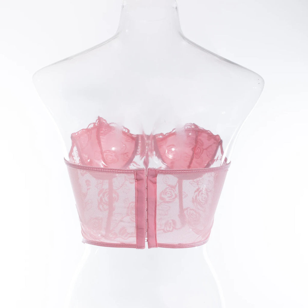 Yimunancy Crop Top senza spalline Donna Floreale