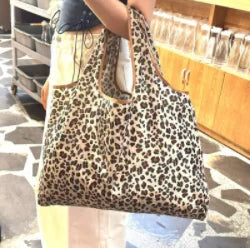 Borsa con stampa leopardata di grande capacità Borsa pieghevole quotidiana da donna