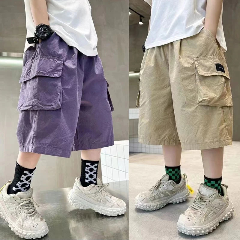 3-14 anni moda estate ragazzi pantaloncini cotone grande tasca