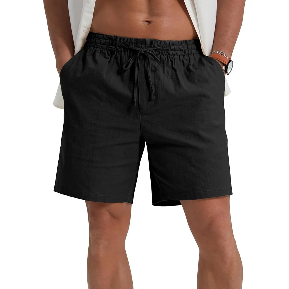Pantaloncini da uomo corti casual leggeri traspiranti Cotone Lino