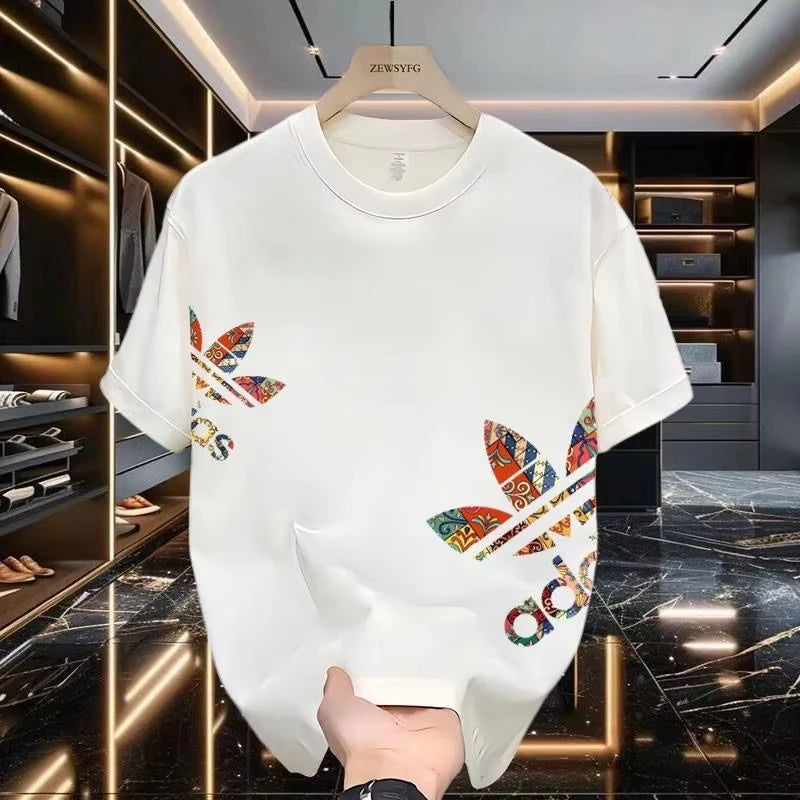 T-shirt in cotone a maniche corte stampata casual da uomo e da donna Moda ampia