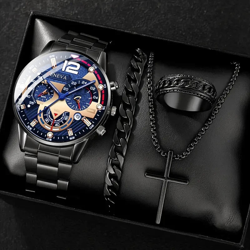 Orologio in lega d’oro romano set completo da uomo