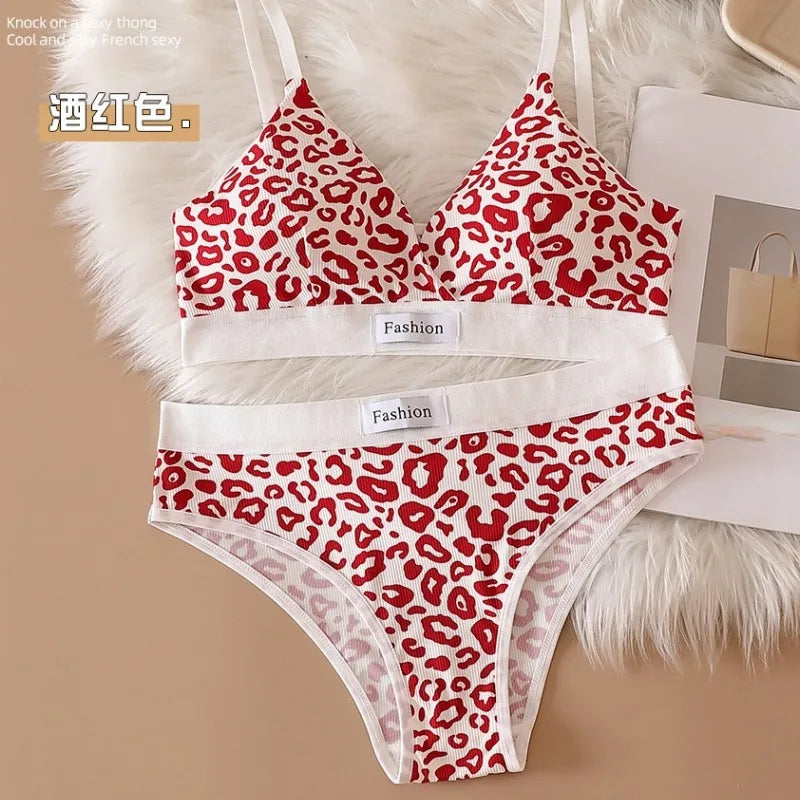 Set di biancheria intima da donna con stampa leopardata