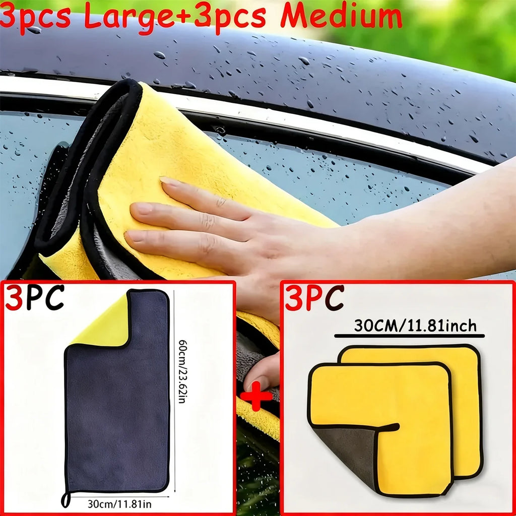 6 pezzi di panni per la pulizia in microfibra, asciugamani per l’asciugatura per auto ultra assorbenti, panni per auto, casa, pulizia delle finestre, riutilizzabili e lavabili