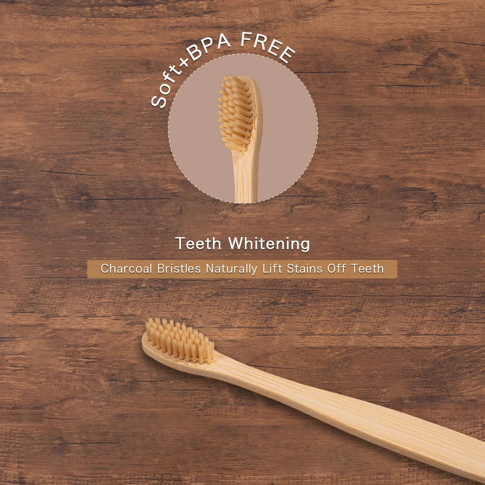 10 pezzi set di spazzolini da denti di bambù naturali setole morbide ecologici cura orale dentale