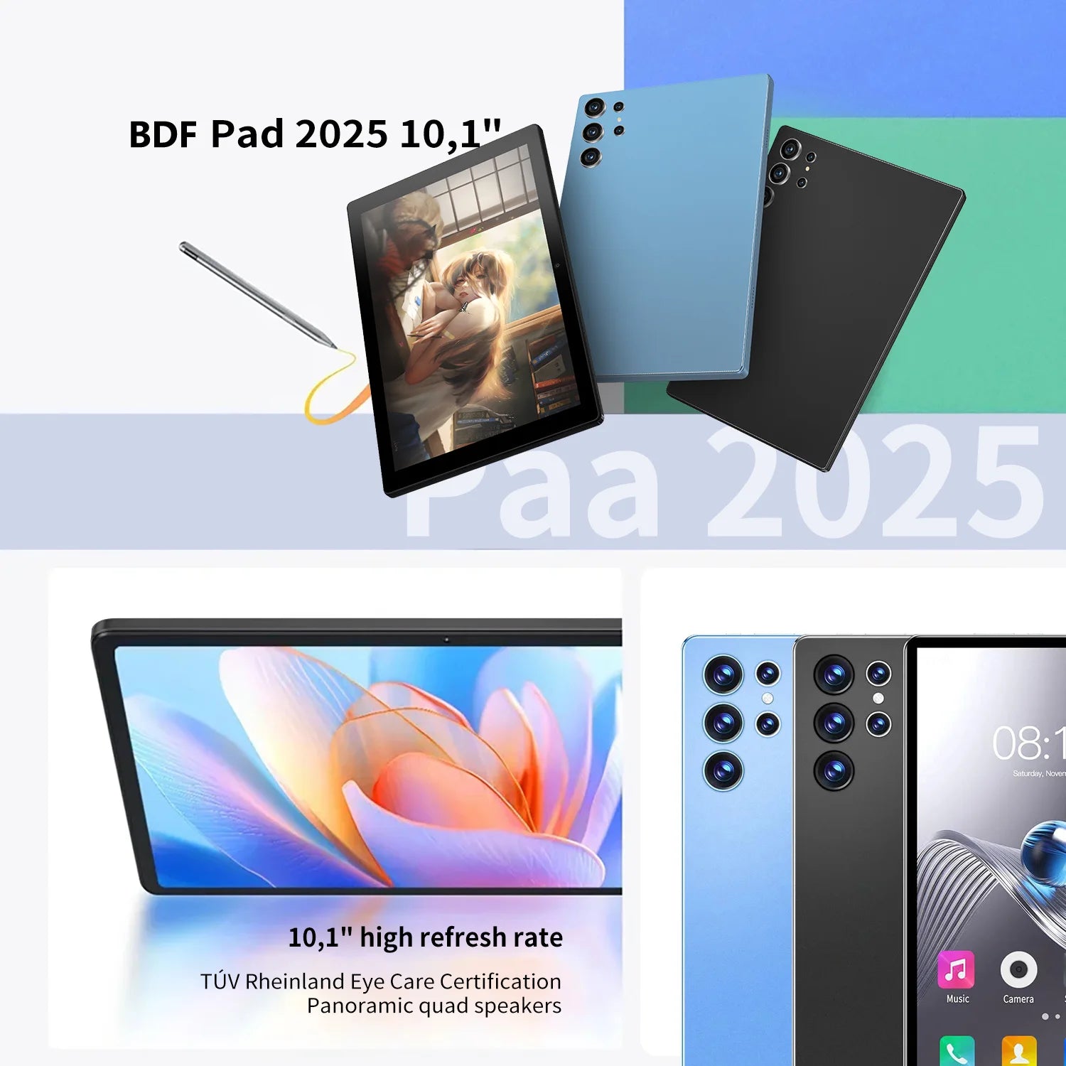 BDF-H39 Nuova versione aggiornata 5G Tablet Android 10.1 pollici Octa Core 6GB+128GB Ram 4G Dual SIM Dual WiFi Education Tablet 6000mAh