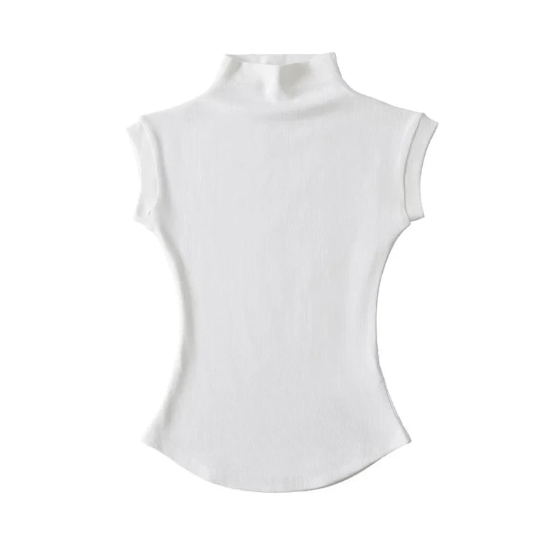 Sexy T-shirt Dolcevita Senza Maniche