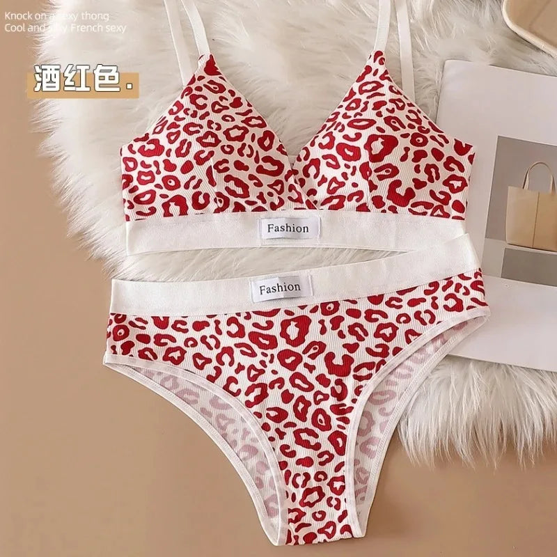 Set di biancheria intima da donna con stampa leopardata