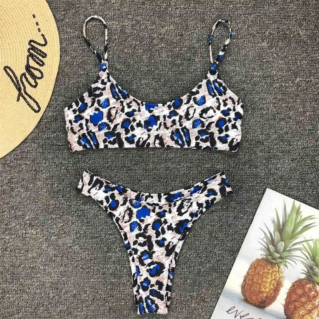 Set Costume leopardato da bagno brasiliana Donna