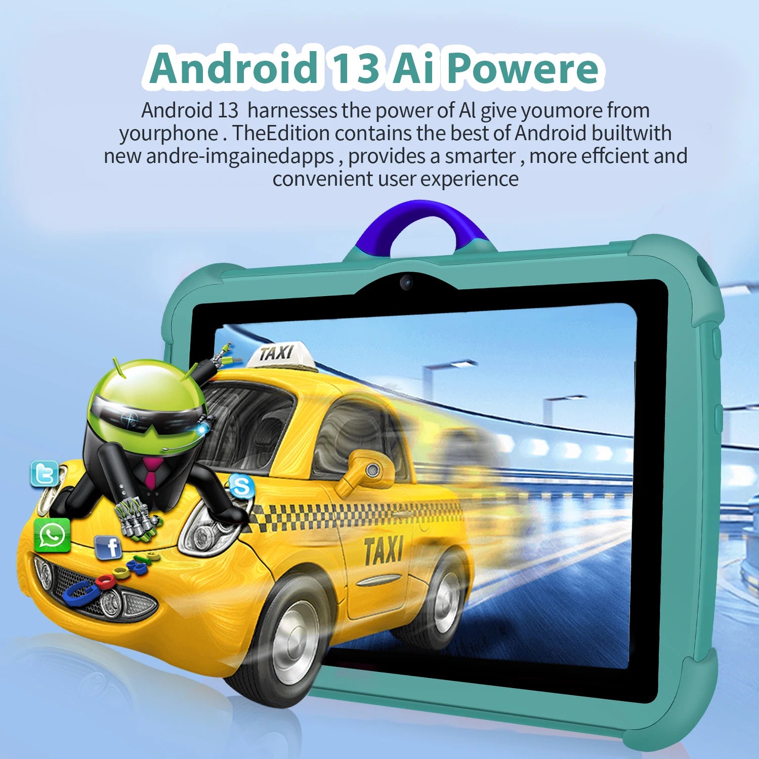 Tablet PC per bambini da 7 pollici con Android 13 Quad Core 4GB RAM 64GB ROM Apprendimento educativo Preferito dai bambini Design semplice economico