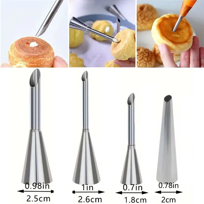 Set di 4 pezzi, punte di decorazione in acciaio inossidabile per torta Cupcake Glassa di crema per biscotti, strumenti di cottura per panettiere