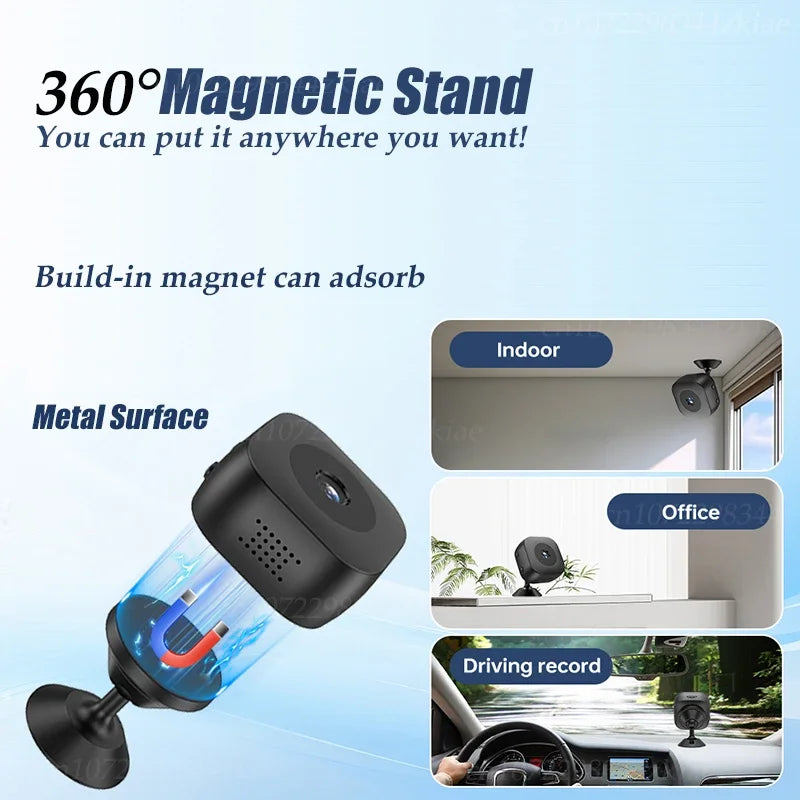Mini Telecamera di sicurezza 4K Visione notturna a colori Monitor WiFi ad alta definizione Impermeabile Rilevamento del movimento Sorveglianza Smart Home