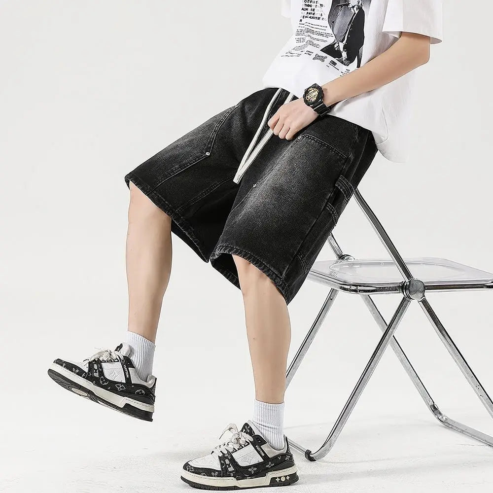 Pantaloncini di jeans da uomo larghi estivi Vintage Hip-hop Cargo Y2K