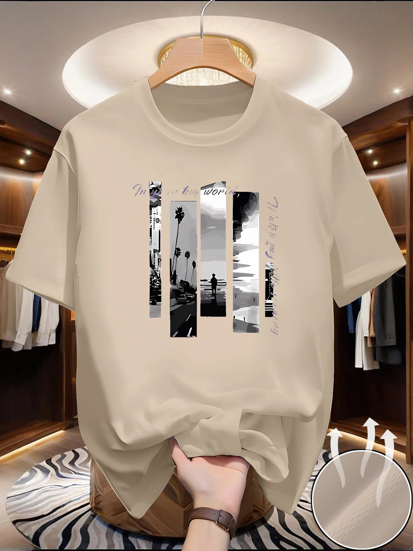 T-shirt estiva da uomo - Comoda, sportiva, ampia, alla moda con stampa scenica