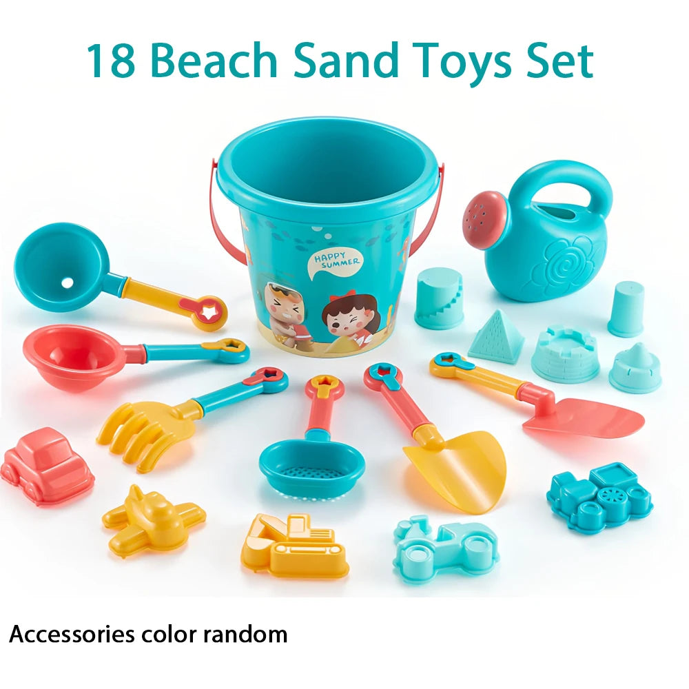 Set di giocattoli da spiaggia da 18 pezzi in plastica resistente