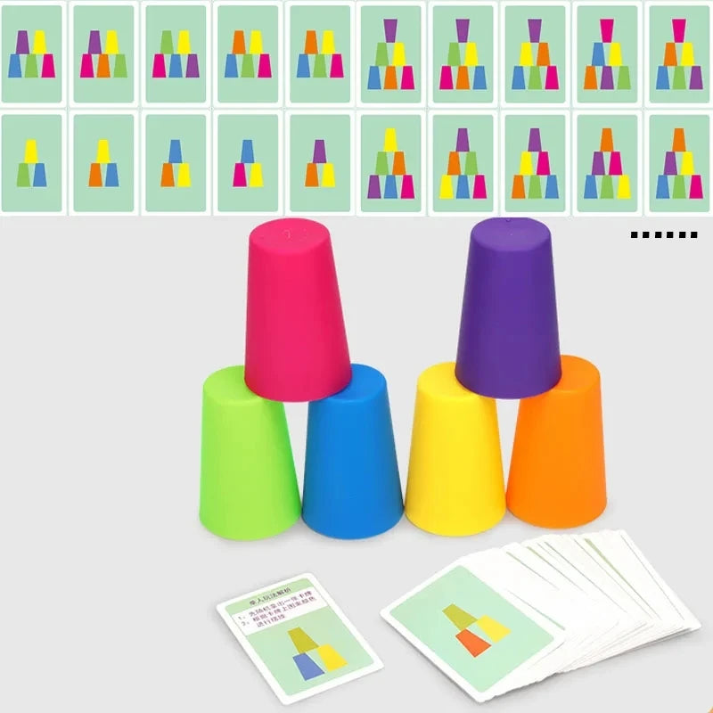 Giocattoli Montessori Mini Stack Cup Gioco con carta