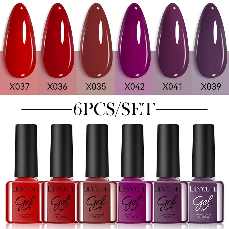 LILYCUTE 6Pcs/set 7ml Series Gel Smalto 125 Colori disponibili