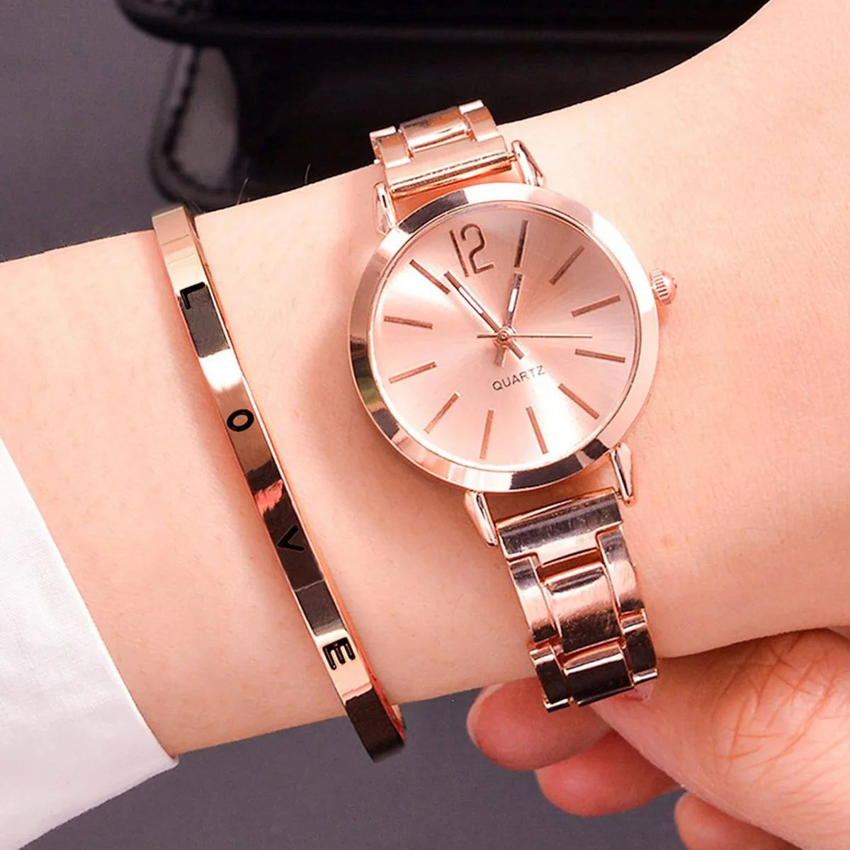 2 pezzi Set orologio e bracciale da donna