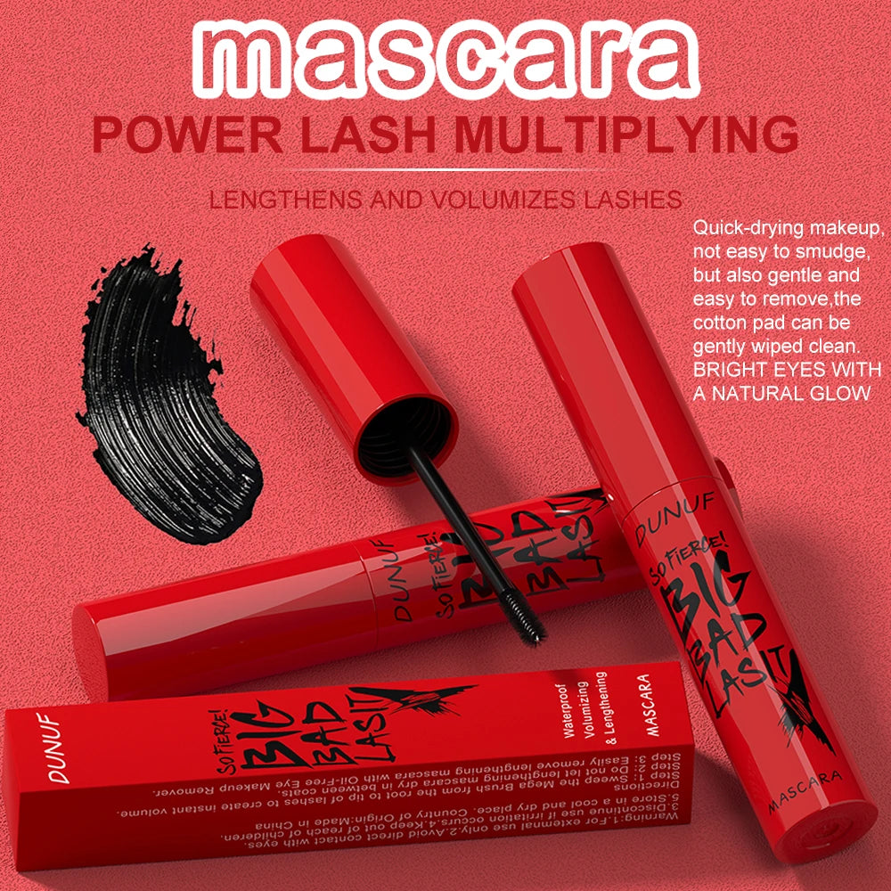 DUNUF 1 pz Mascara a lunga tenuta Sottile e spesso Curl impermeabile non macchia Resistente al sudore e non sbavatura