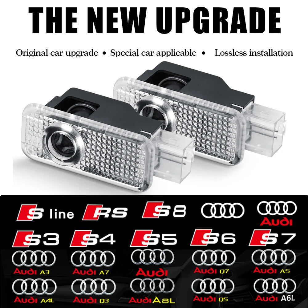 Per Audi Sline S3 S4 S5 S6 S7 RS Q7 Q5 Q3 A4 B8 8P A3 A6 C7 A5 A6L Quattro Auto Logo Porta LED Lampada di benvenuto Laser Proiettore Luce