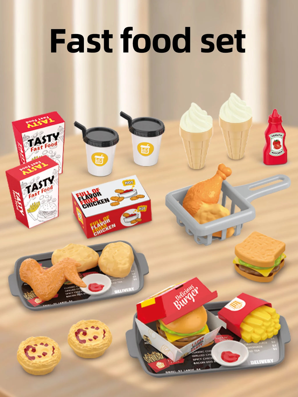 Giocattoli per bambini: gioco di finzione, barbecue, fast food, pizza, sushi, tè pomeridiano, dessert, cibo da cucina, set di giocattoli