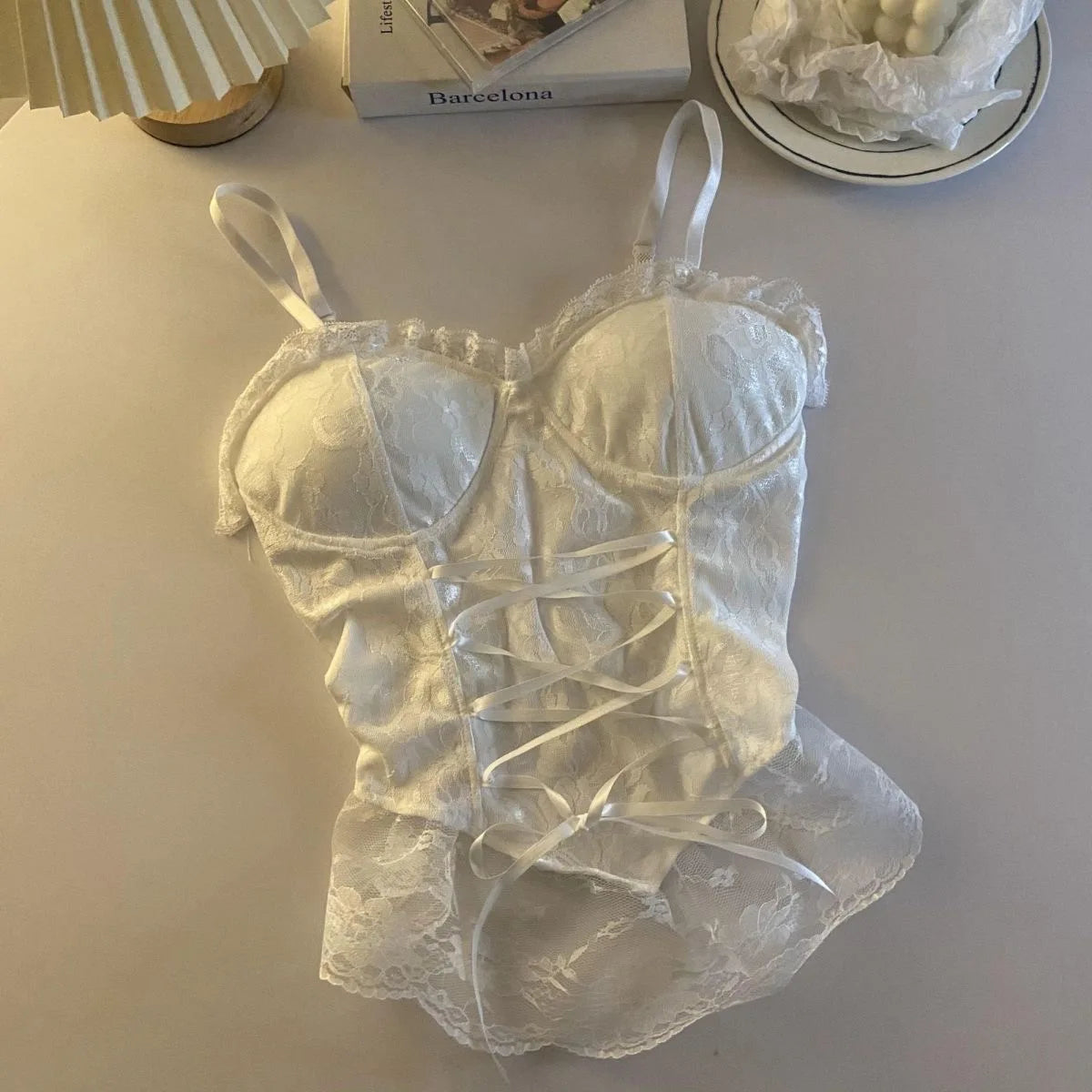 Corsetto Donna  in pizzo benda senza maniche