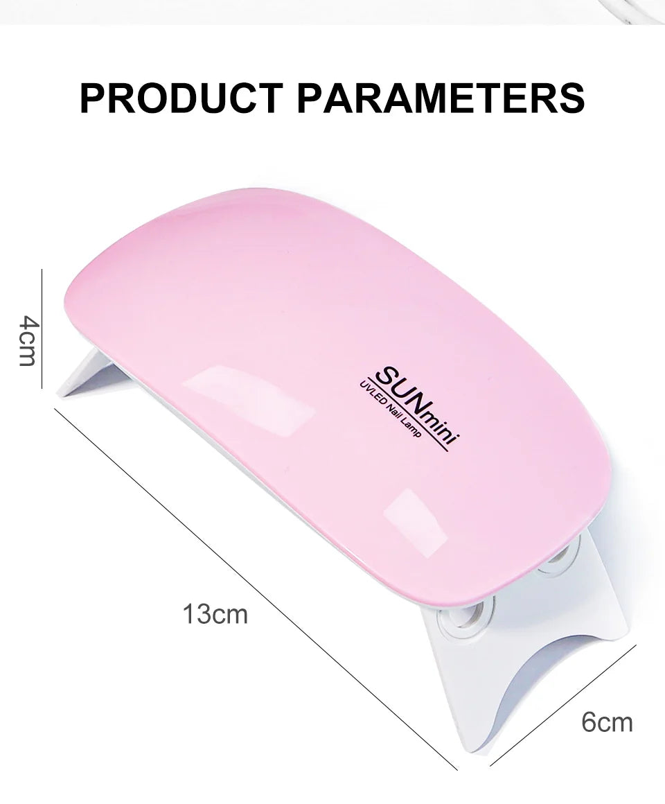 6W Mini asciuga unghie macchina portatile 6 LED UV manicure lampada uso domestico lampada con cavo USB