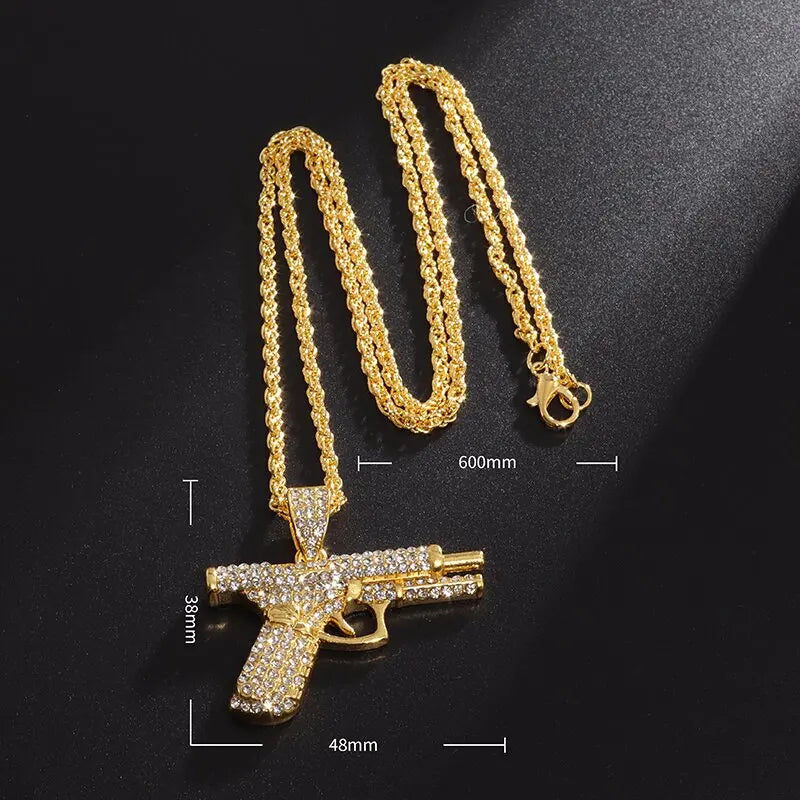 Collana Pistola in acciaio inox con Swarovski